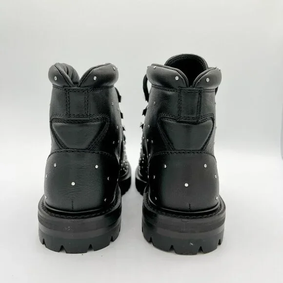 Valentino Garavani Black Rockstud Ankle Hiking Boots - Picture 7 of 12